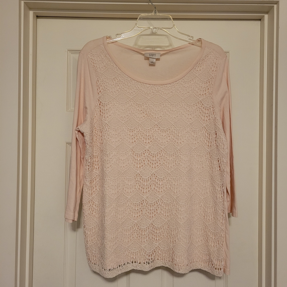 LOFT Women's Blush Lace Blouse